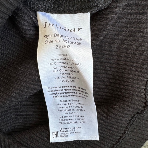 In Wear copenhagen black ribbed cotton tank top size medium - Picture 3 of 4